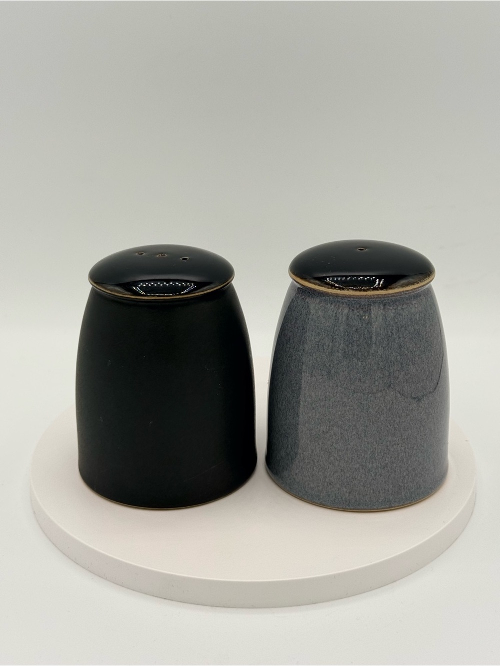 Denny Ceramic Black and Gray Salt & Pepper Shaker Set
